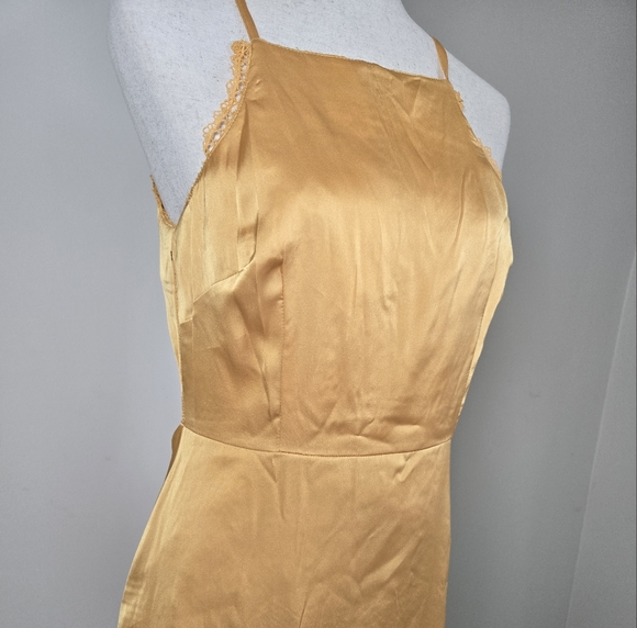 ANTONIO MELANI | Women's Lace Mustard Yellow Sleeveless Midi Dress Size 4 - Picture 14 of 16